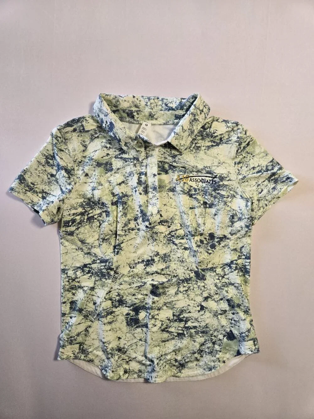 Lululemon Quick Dry Polo Shirt Crushed Granite Sage Green Size 6 A10 Associates